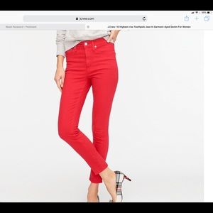 J. Crew High-Rise Red Skinny Jeans, Size 26